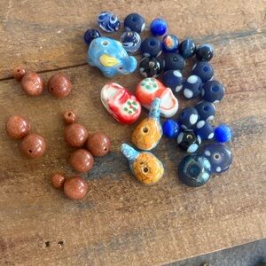 Colorful Ceramic Animal and glass Beads Set